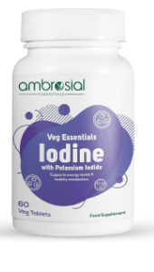 Ambrosial Iodine 5000mcg with 7500 mcg Potassium Iodide High Strength Iodine Tablets Natural Source of Iodine from Potassium Iodide Tablets Thyroid Support Supplement 60 VegTablets
